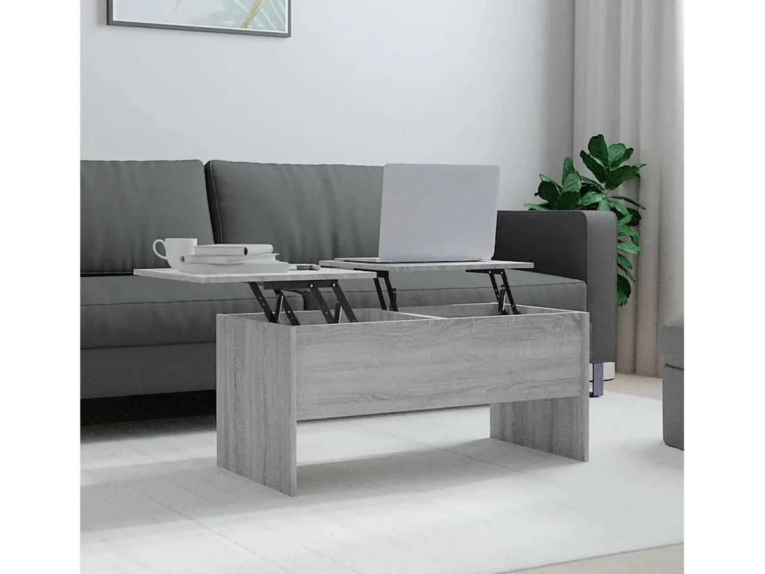 Mesa De Centro| Mesa de centro | Mesa de apoio 102x50.5x46.5 cm madeira processada sonoma cinza Cinzento