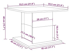 Mesa De Centro* Mesa de centro | Mesa de apoio 55.5x55.5x40cm derivados madeira carvalho artisiano Castanho