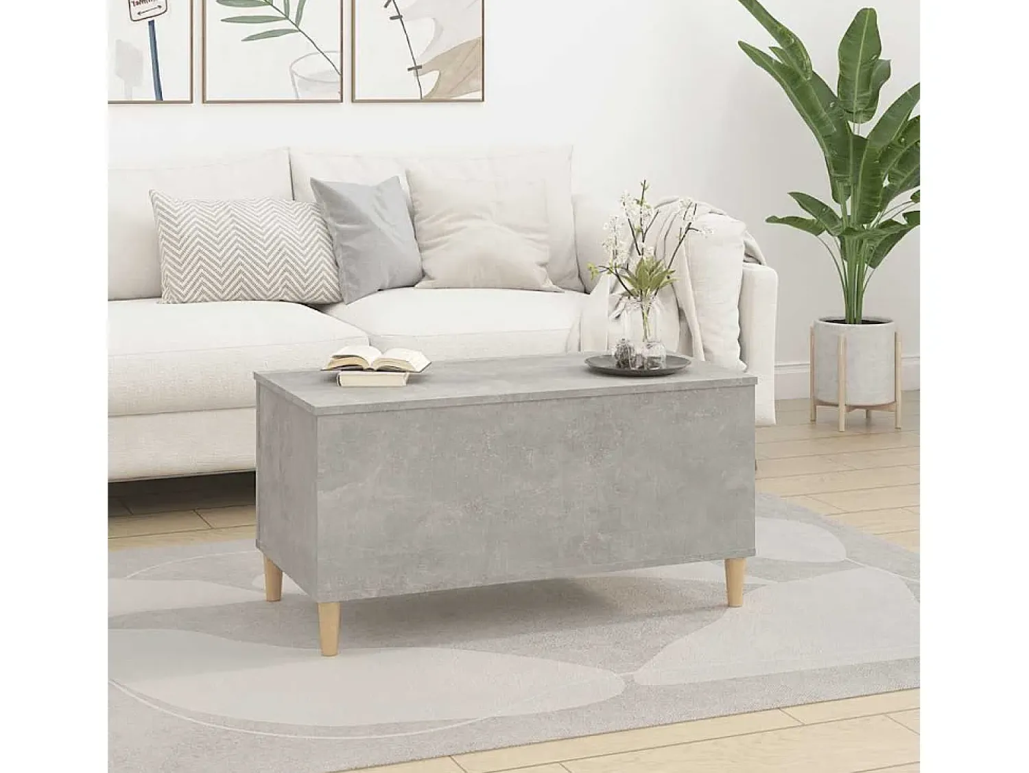 Best Mesa de centro | Mesa de apoio 90x44.5x45 derivados de madeira cimento Cinzento