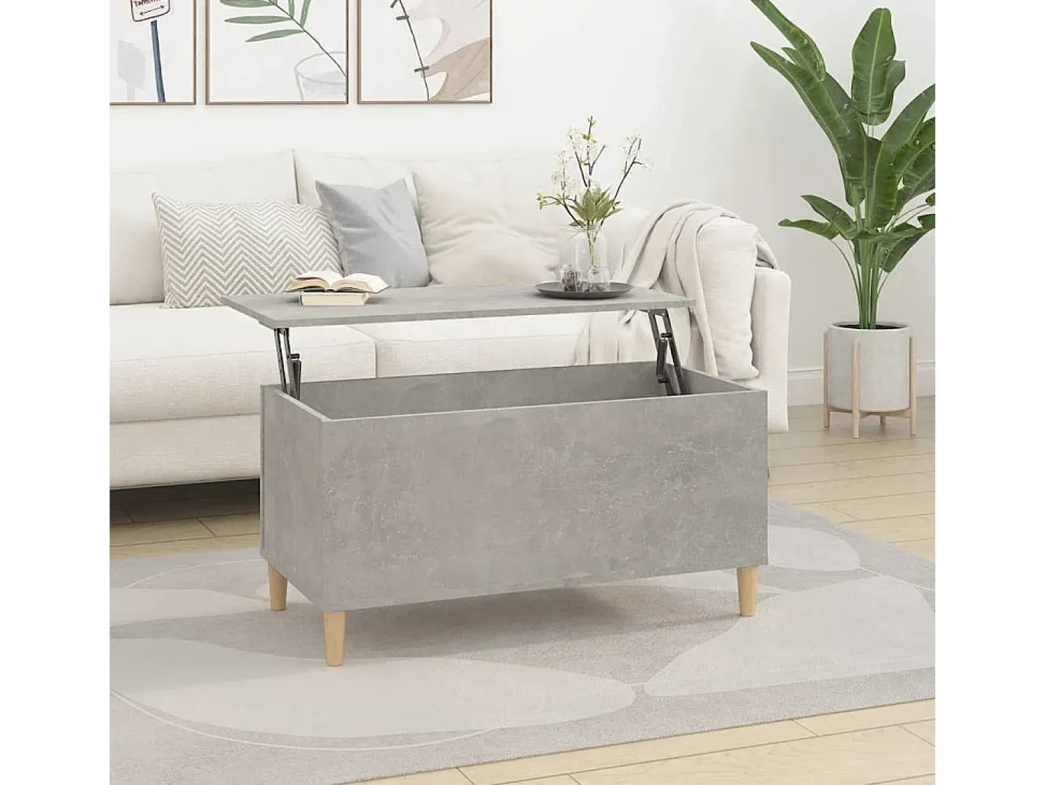 Best Mesa de centro | Mesa de apoio 90x44.5x45 derivados de madeira cimento Cinzento