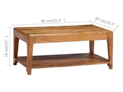 Clearance Mesa de centro | Mesa de apoio em madeira maciça 88x50x38 cm Castanho