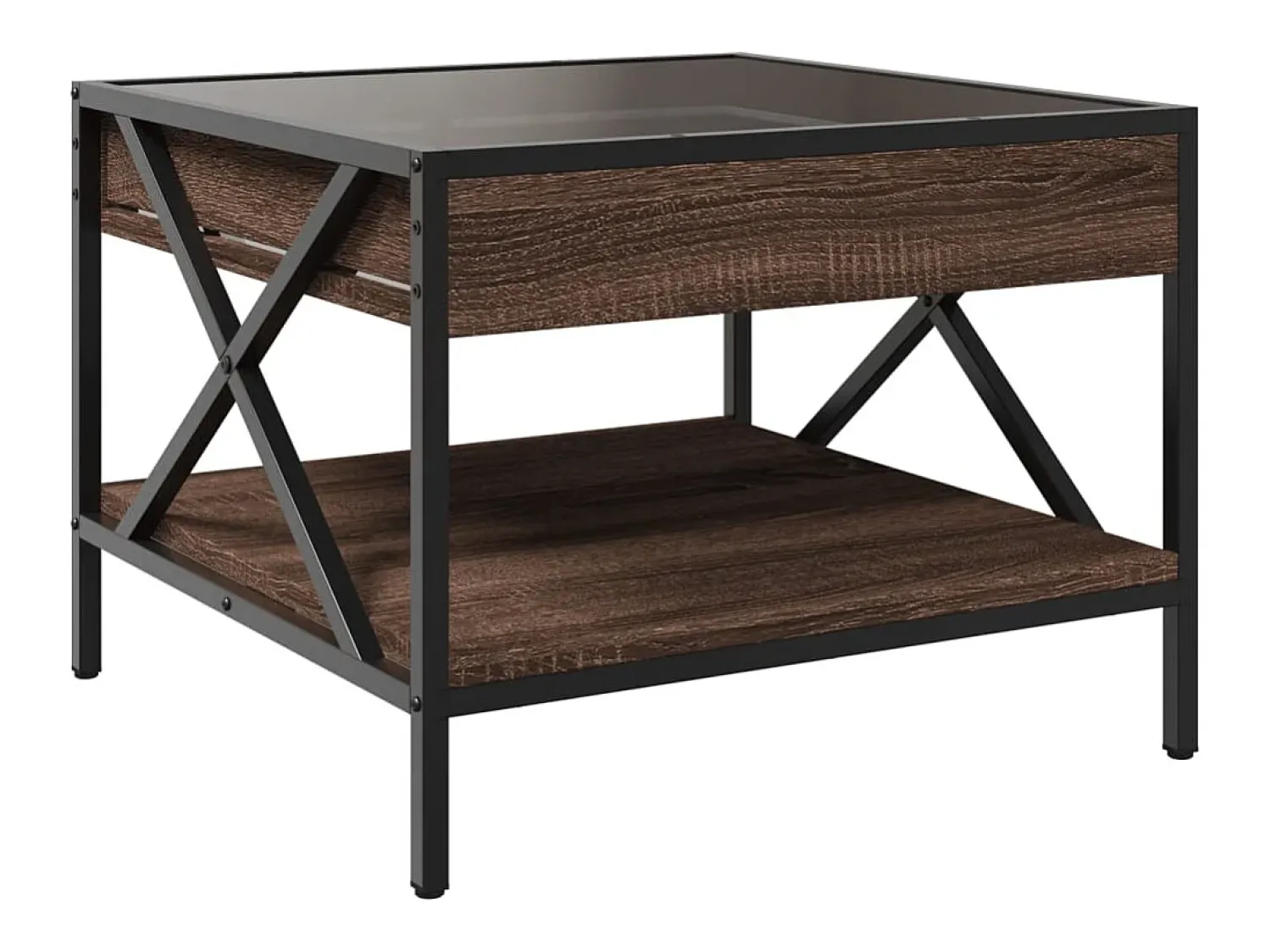 Mesa de centro | Mesa de apoio luzes LED Infinity 50x50x38 cm carvalho Castanho