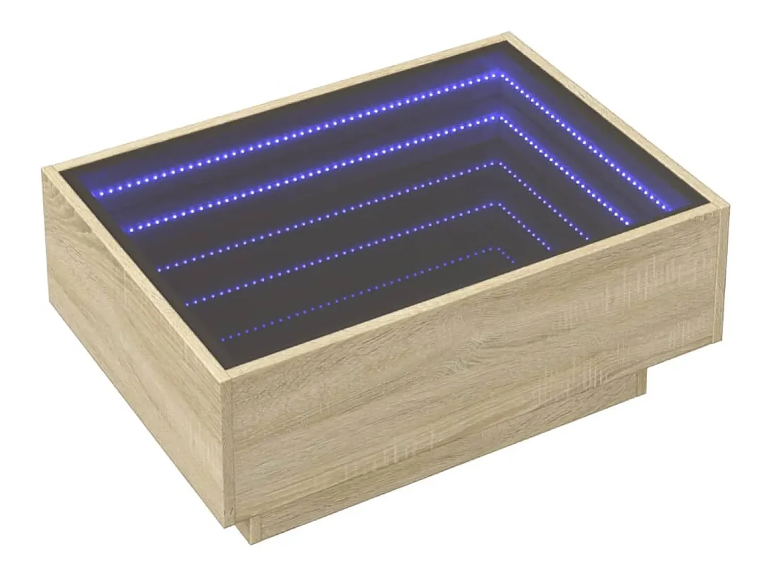 Mesa de centro | Mesa de apoio c/ LEDs 70x50x30 cm derivados de madeira^ Mesa De Centro