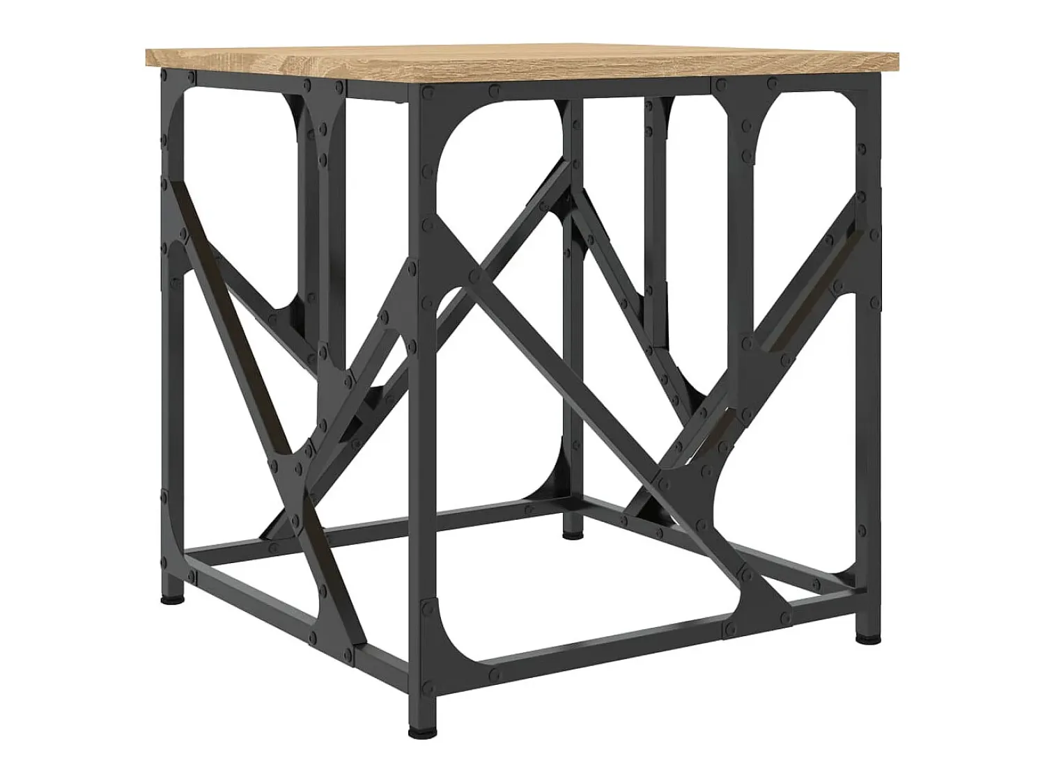 Mesa De Centro* Mesa de centro | Mesa de apoio 45x45x47.5 cm derivados madeira carvalho sonoma Castanho
