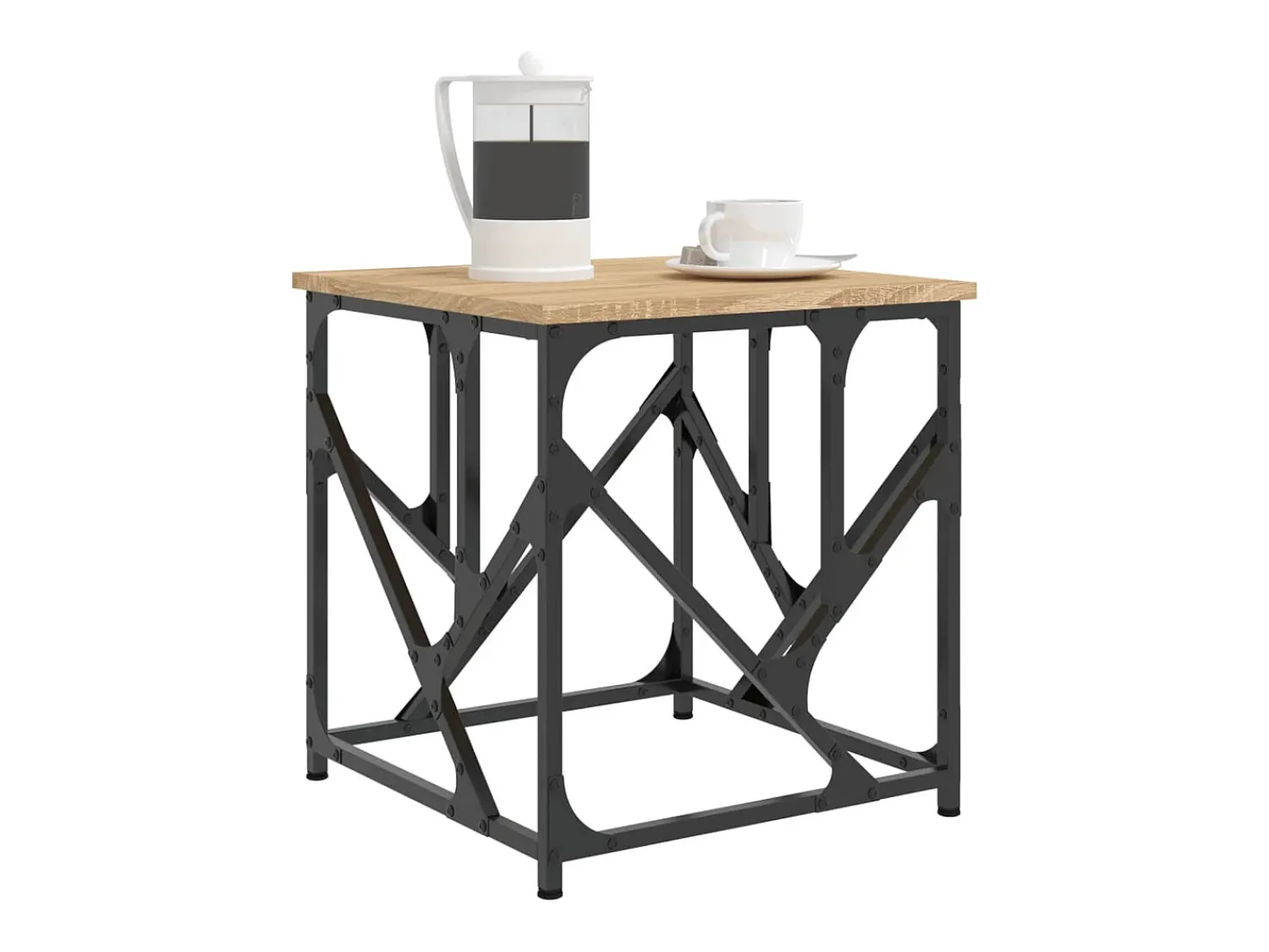 Mesa De Centro* Mesa de centro | Mesa de apoio 45x45x47.5 cm derivados madeira carvalho sonoma Castanho