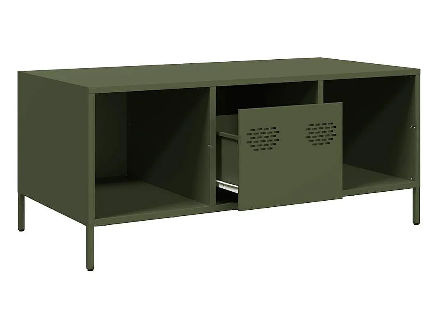 Mesa de centro | Mesa de apoio 101.5x50x43.5 cm aço laminado a frio -azeitona^ Mesa De Centro