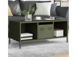 Mesa de centro | Mesa de apoio 101.5x50x43.5 cm aço laminado a frio -azeitona^ Mesa De Centro