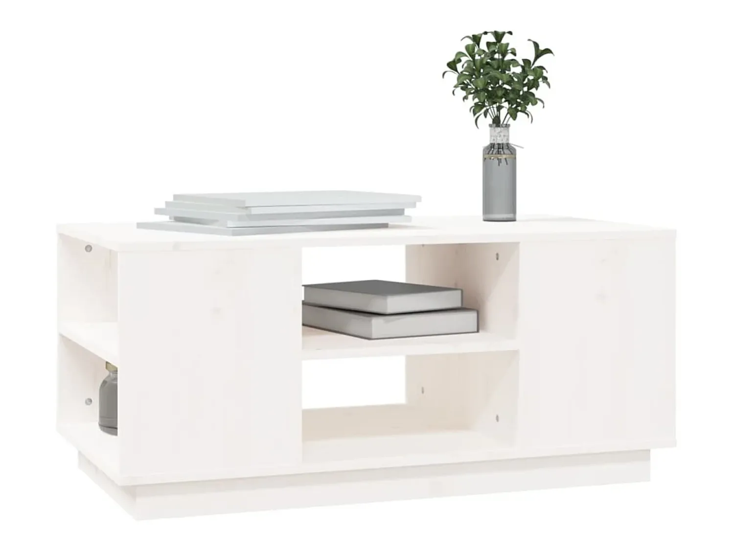 Mesa De Centro* Mesa de centro | Mesa de apoio 90x49x40.5 cm madeira de pinho maciça Branco