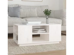 Mesa De Centro* Mesa de centro | Mesa de apoio 90x49x40.5 cm madeira de pinho maciça Branco