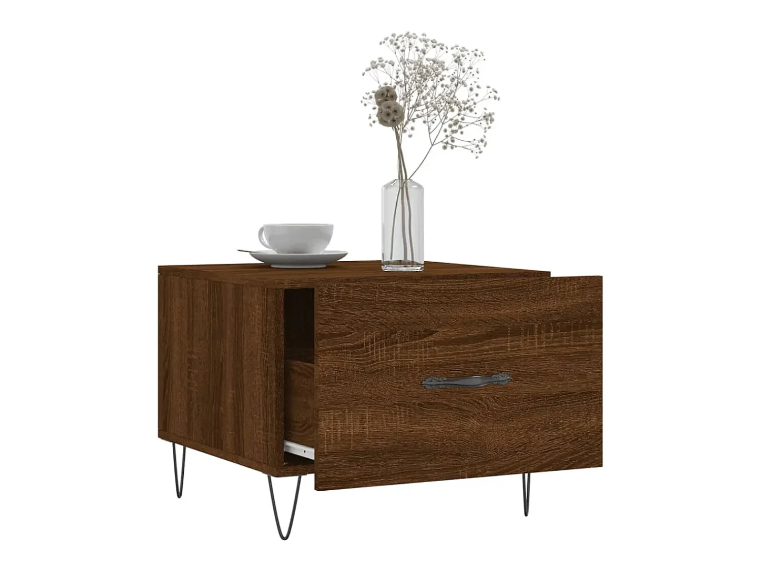 Best Mesa de centro | Mesa de apoio 50x50x40 cm derivados madeira carvalho Castanho
