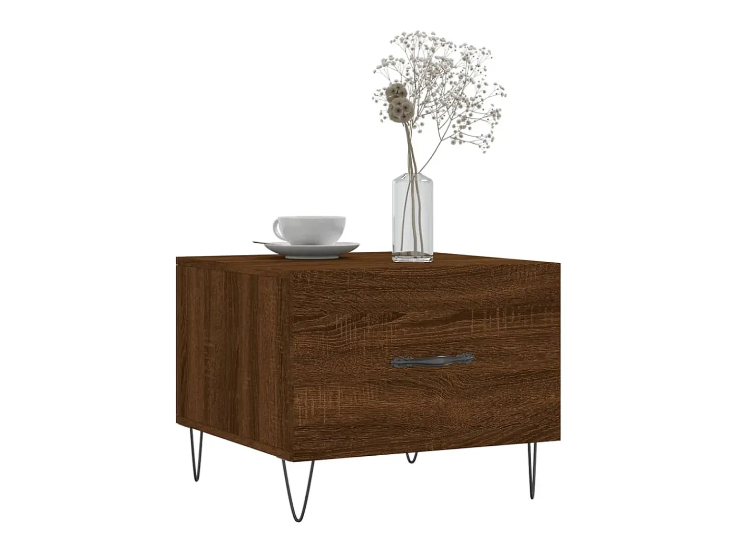 Best Mesa de centro | Mesa de apoio 50x50x40 cm derivados madeira carvalho Castanho