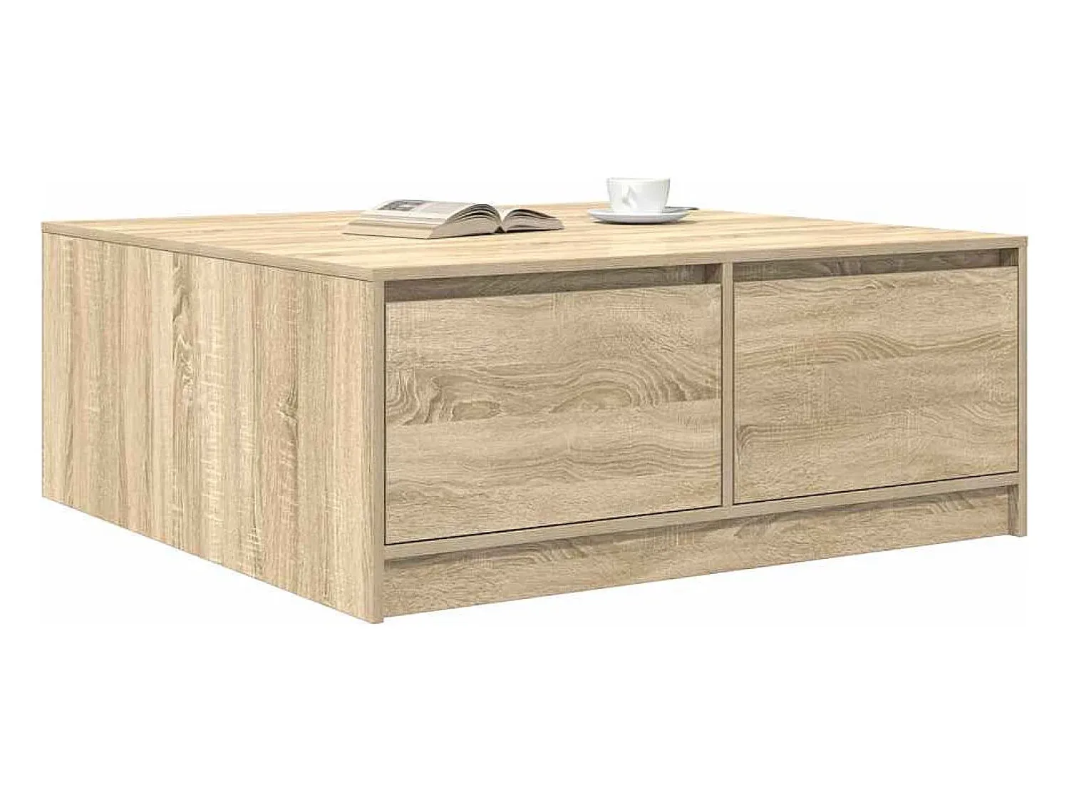 Sale Mesa de centro | Mesa de apoio com gavetas 100x100x40 cm carvalho sonoma Castanho