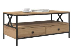 Mesa De Centro| Mesa de centro | Mesa de apoio with Drawer carvalho artisiano 100x51x45 cm Castanho