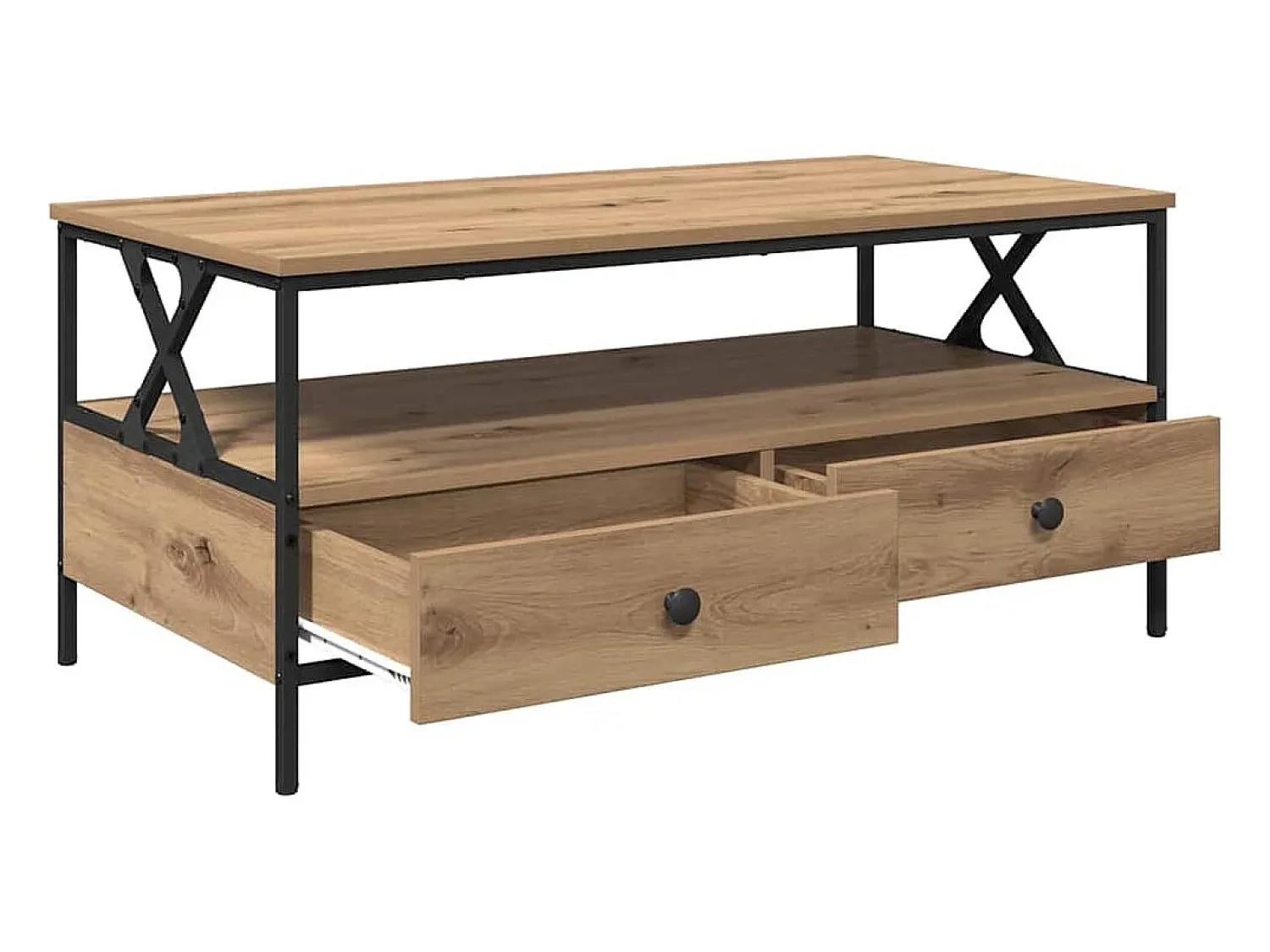 Mesa De Centro| Mesa de centro | Mesa de apoio with Drawer carvalho artisiano 100x51x45 cm Castanho