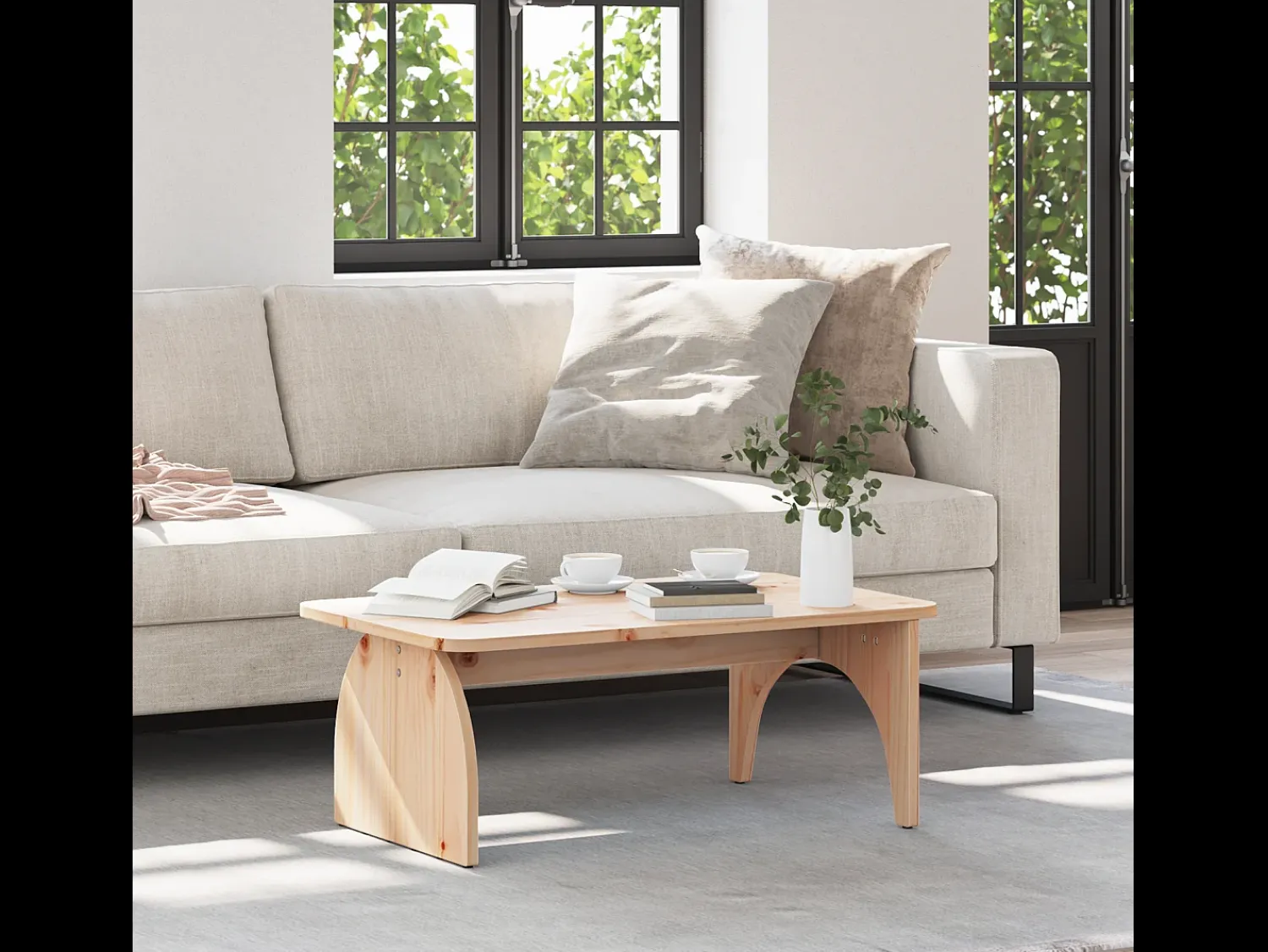 Sale Mesa de centro | Mesa de apoio Natural 80x50x31 cm Madeira de pinho maciça Castanho