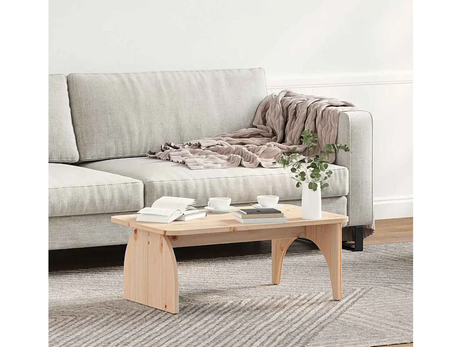 Sale Mesa de centro | Mesa de apoio Natural 80x50x31 cm Madeira de pinho maciça Castanho