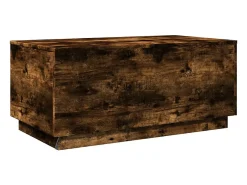 Mesa De Centro* Mesa de centro | Mesa de apoio com luzes LED 90x50x40 cm carvalho fumado Castanho