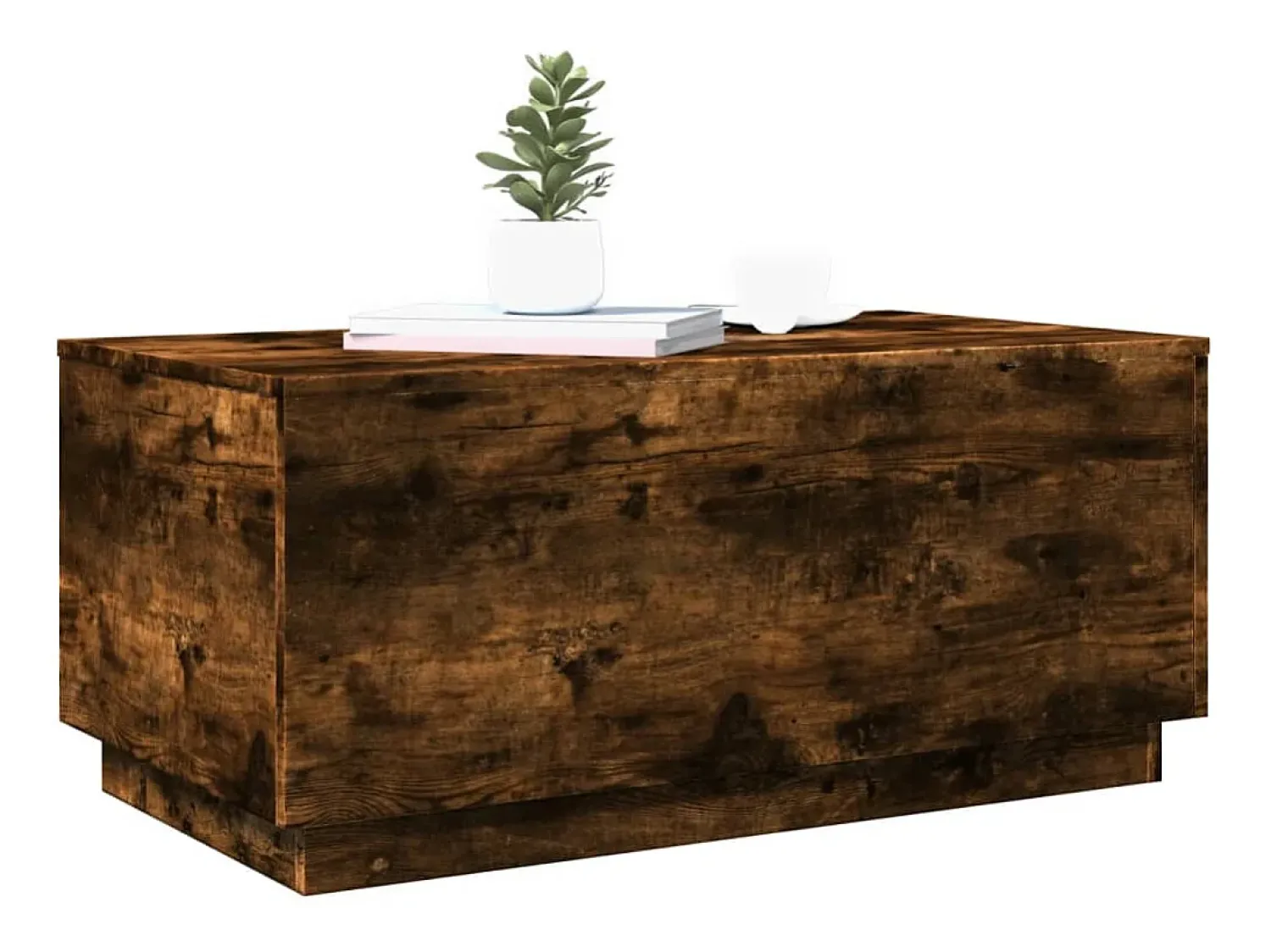 Mesa De Centro* Mesa de centro | Mesa de apoio com luzes LED 90x50x40 cm carvalho fumado Castanho