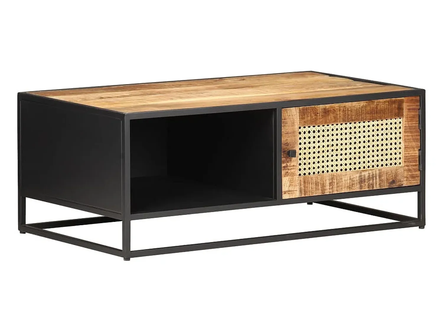 Mesa De Centro| Mesa de centro | Mesa de apoio | Mesa de café 90x50x35 cm mangueira áspera e palhinha natural Castanho