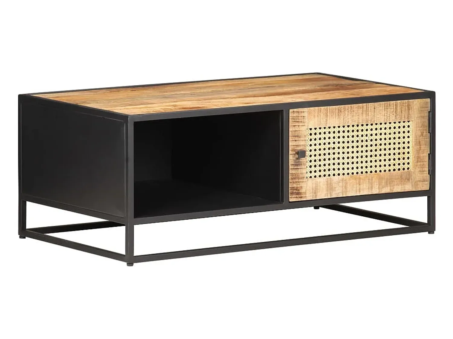 Mesa De Centro| Mesa de centro | Mesa de apoio | Mesa de café 90x50x35 cm mangueira áspera e palhinha natural Castanho