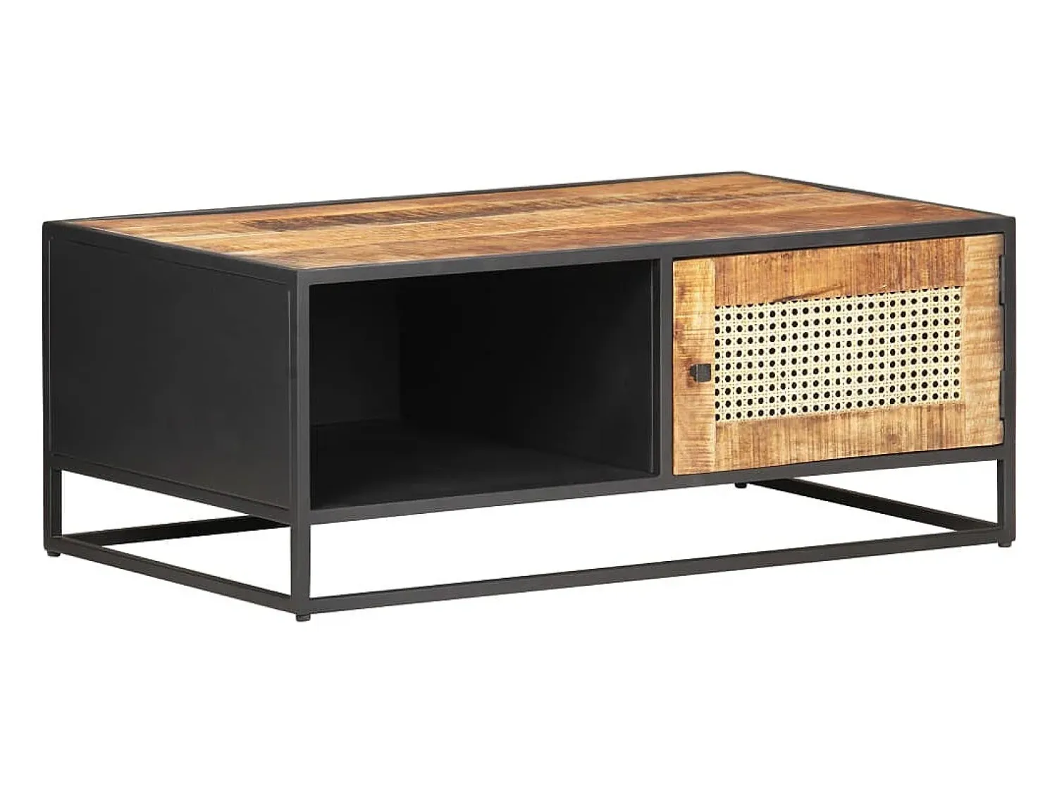 Mesa De Centro| Mesa de centro | Mesa de apoio | Mesa de café 90x50x35 cm mangueira áspera e palhinha natural Castanho
