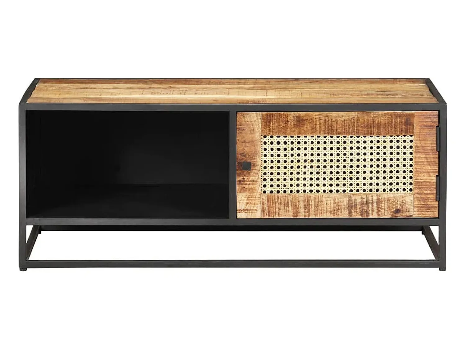 Mesa De Centro| Mesa de centro | Mesa de apoio | Mesa de café 90x50x35 cm mangueira áspera e palhinha natural Castanho