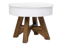 Mesa De Centro* Mesa de centro | Mesa de apoio | Mesa de café 60x45 cm madeira recuperada maciça Branco