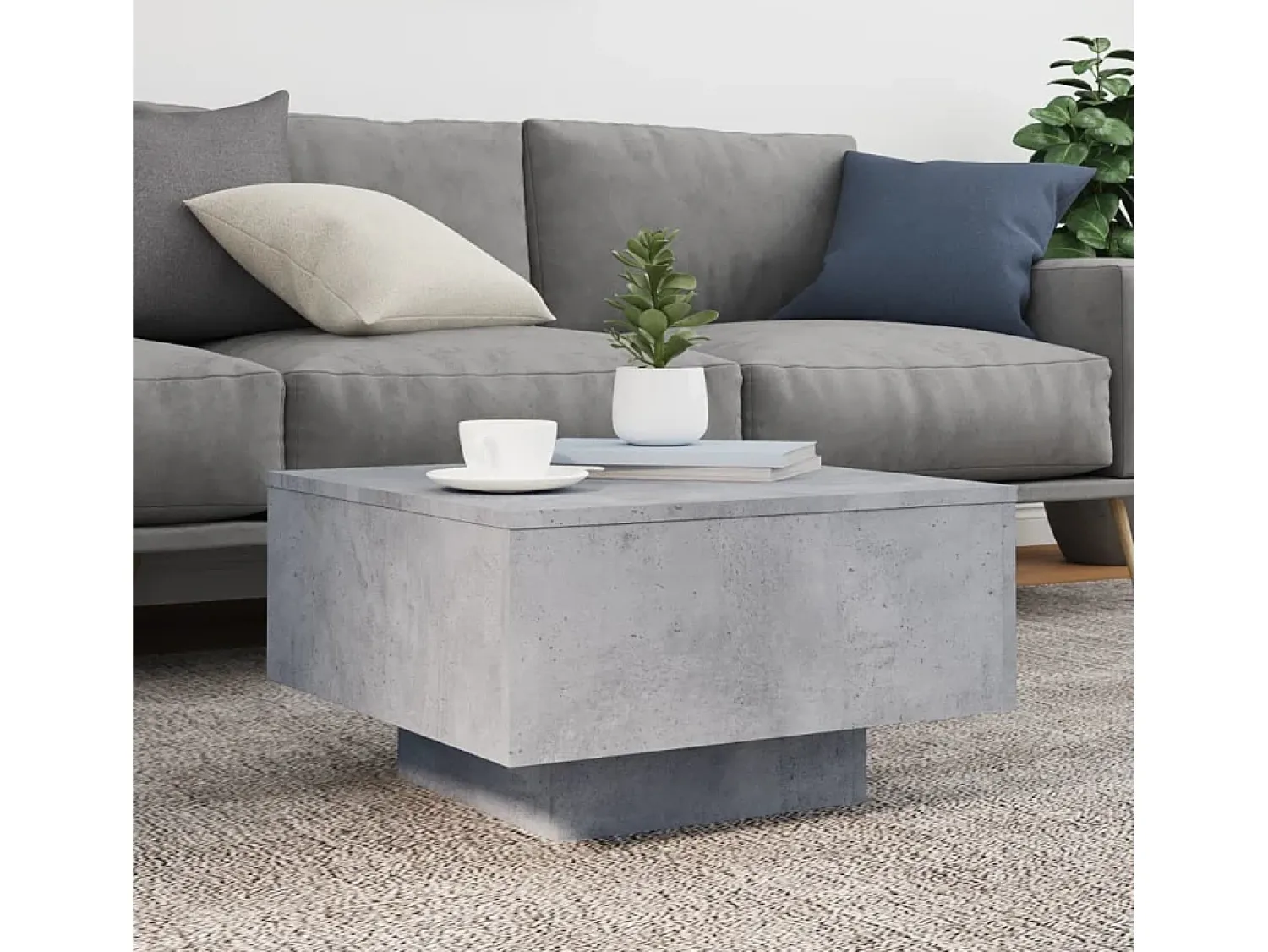 Mesa De Centro| Mesa de centro | Mesa de apoio 55x55x31 cm derivados de madeira cinza-cimento Cinzento