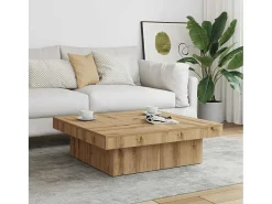 Hot Mesa de centro | Mesa de apoio 90x90x28 cm derivados madeira carvalho Castanho