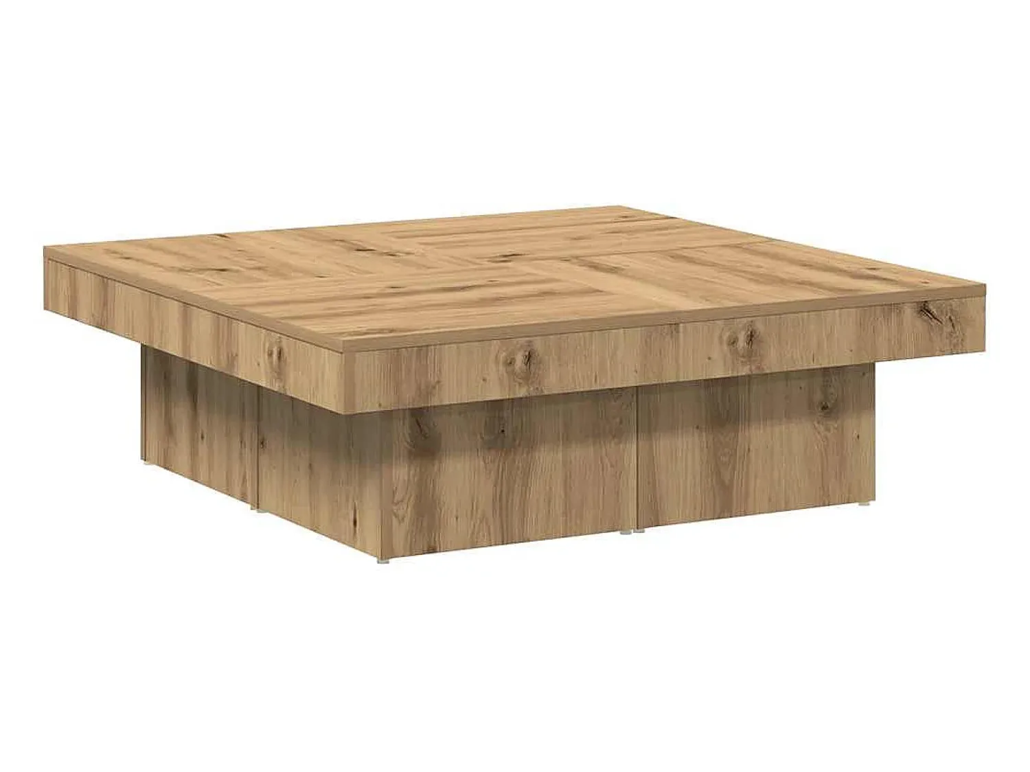 Hot Mesa de centro | Mesa de apoio 90x90x28 cm derivados madeira carvalho Castanho