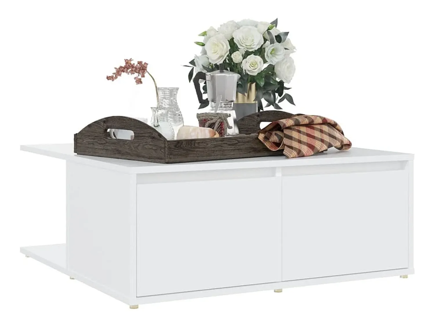Mesa De Centro* Mesa de centro | Mesa de apoio 80x80x31 cm derivados de madeira Branco