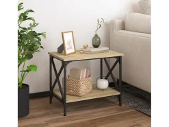 Mesa De Centro* Mesa de centro | Mesa de apoio 55x38x45 cm derivados de madeira carvalho sonoma Castanho
