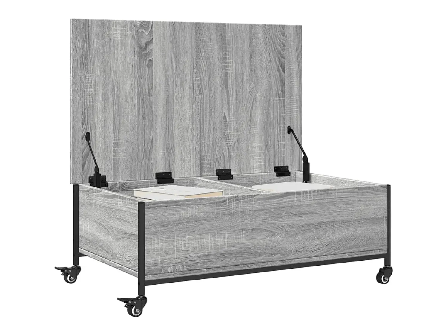 Mesa De Centro* Mesa de centro | Mesa de apoio com rodas derivados de madeira sonoma Cinzento