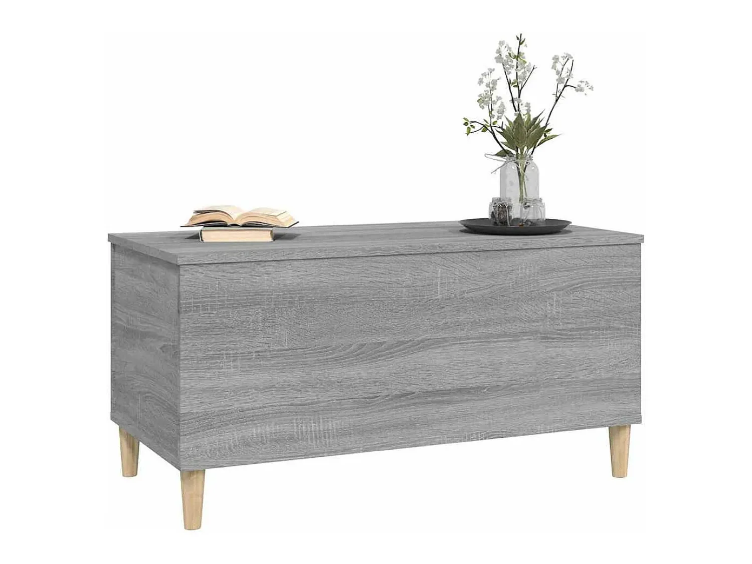 Mesa De Centro| Mesa de centro | Mesa de apoio 90x44.5x45 cm derivados de madeira cinza sonoma Cinzento