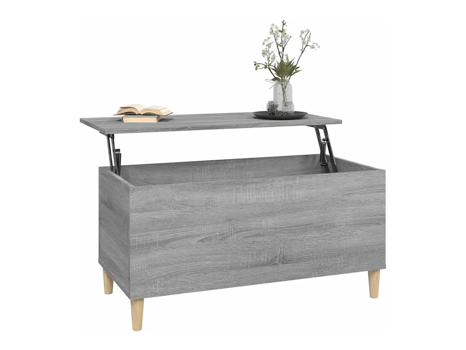 Mesa De Centro| Mesa de centro | Mesa de apoio 90x44.5x45 cm derivados de madeira cinza sonoma Cinzento