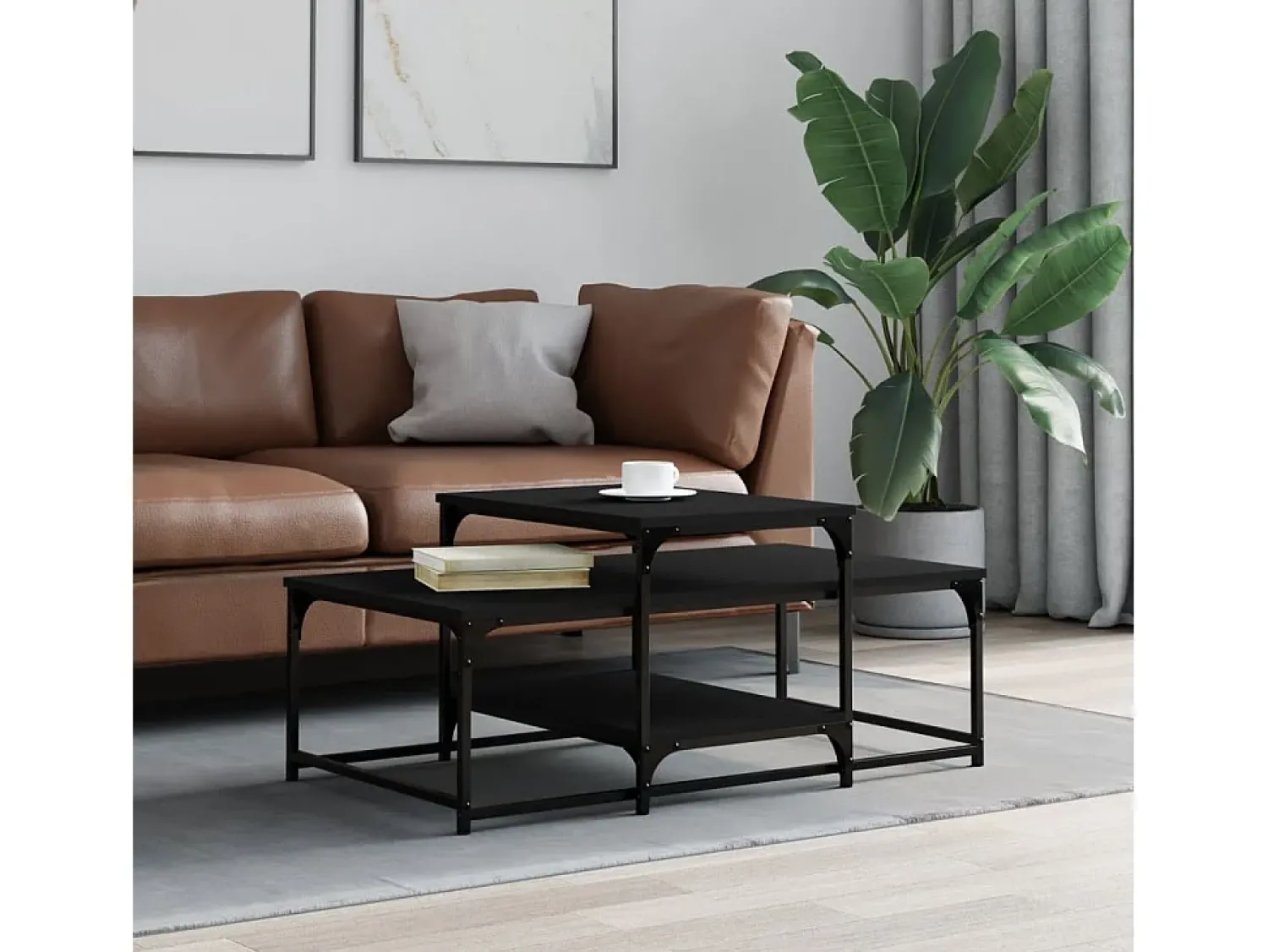Online Mesa de centro | Mesa de apoio 102x60x45 cm derivados de madeira Preto