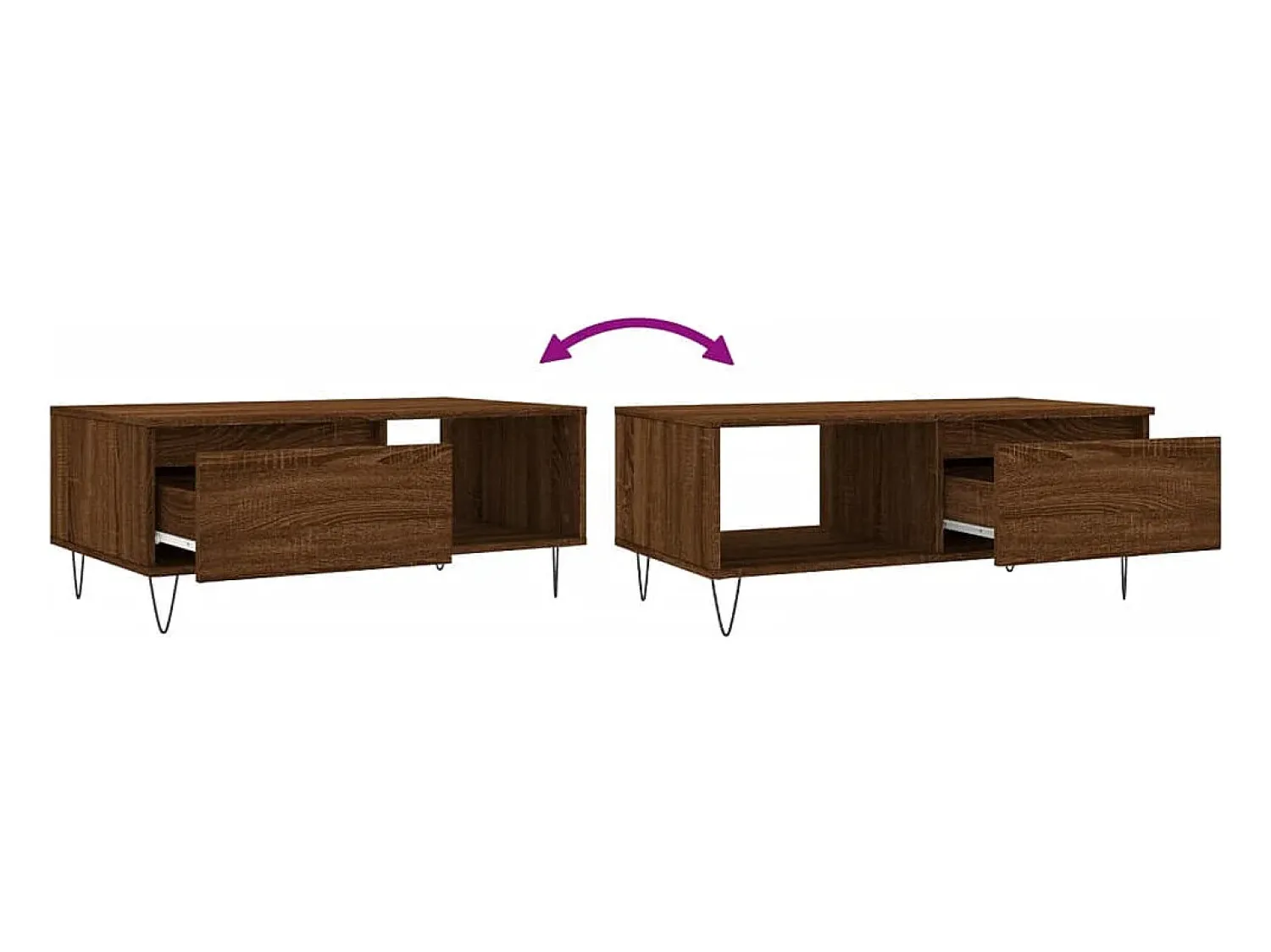 Mesa De Centro* Mesa de centro | Mesa de apoio 90x50x36.5cm derivados madeira carvalho Castanho