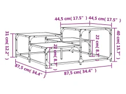 Mesa de centro | Mesa de apoio 87.5x87.5x40 cm derivados madeira carvalho^ Mesa De Centro