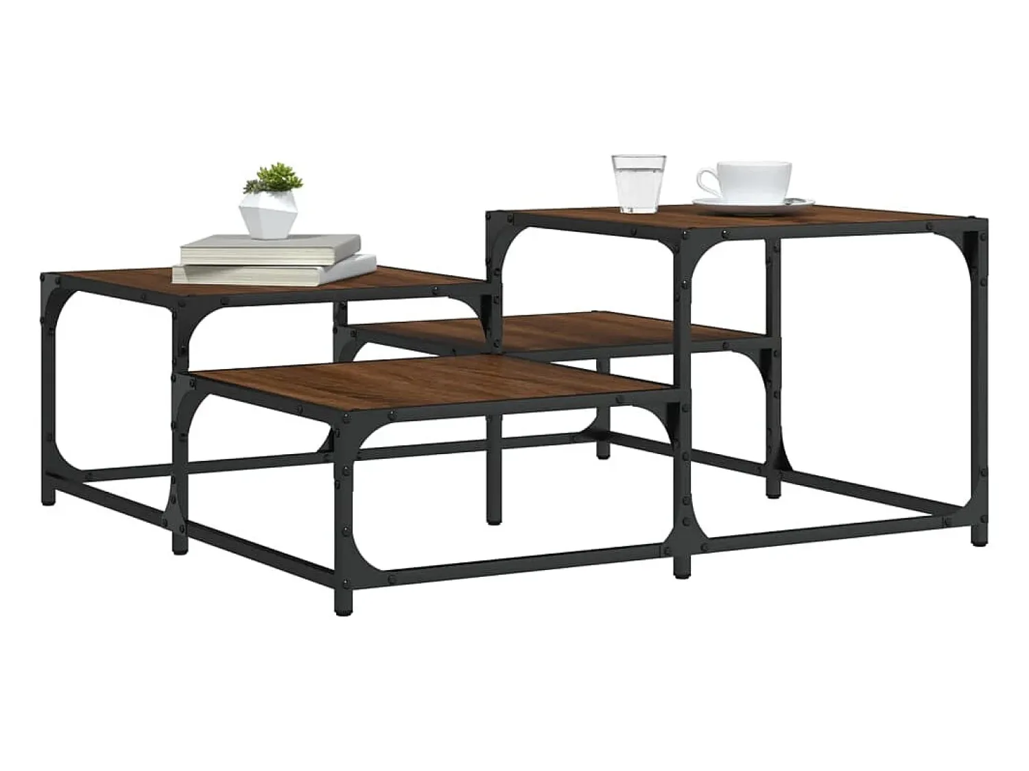 Mesa de centro | Mesa de apoio 87.5x87.5x40 cm derivados madeira carvalho^ Mesa De Centro