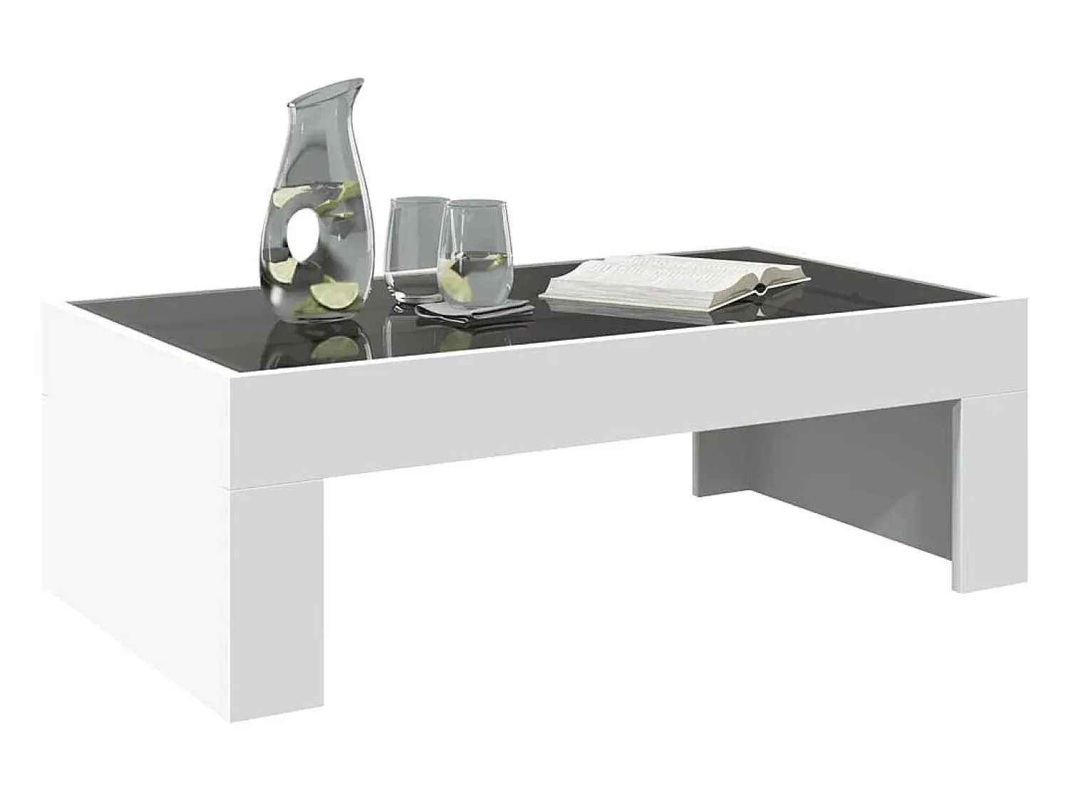 Mesa De Centro* Mesa de centro | Mesa de apoio com luzes LED Infinity 90x50x30 cm Branco
