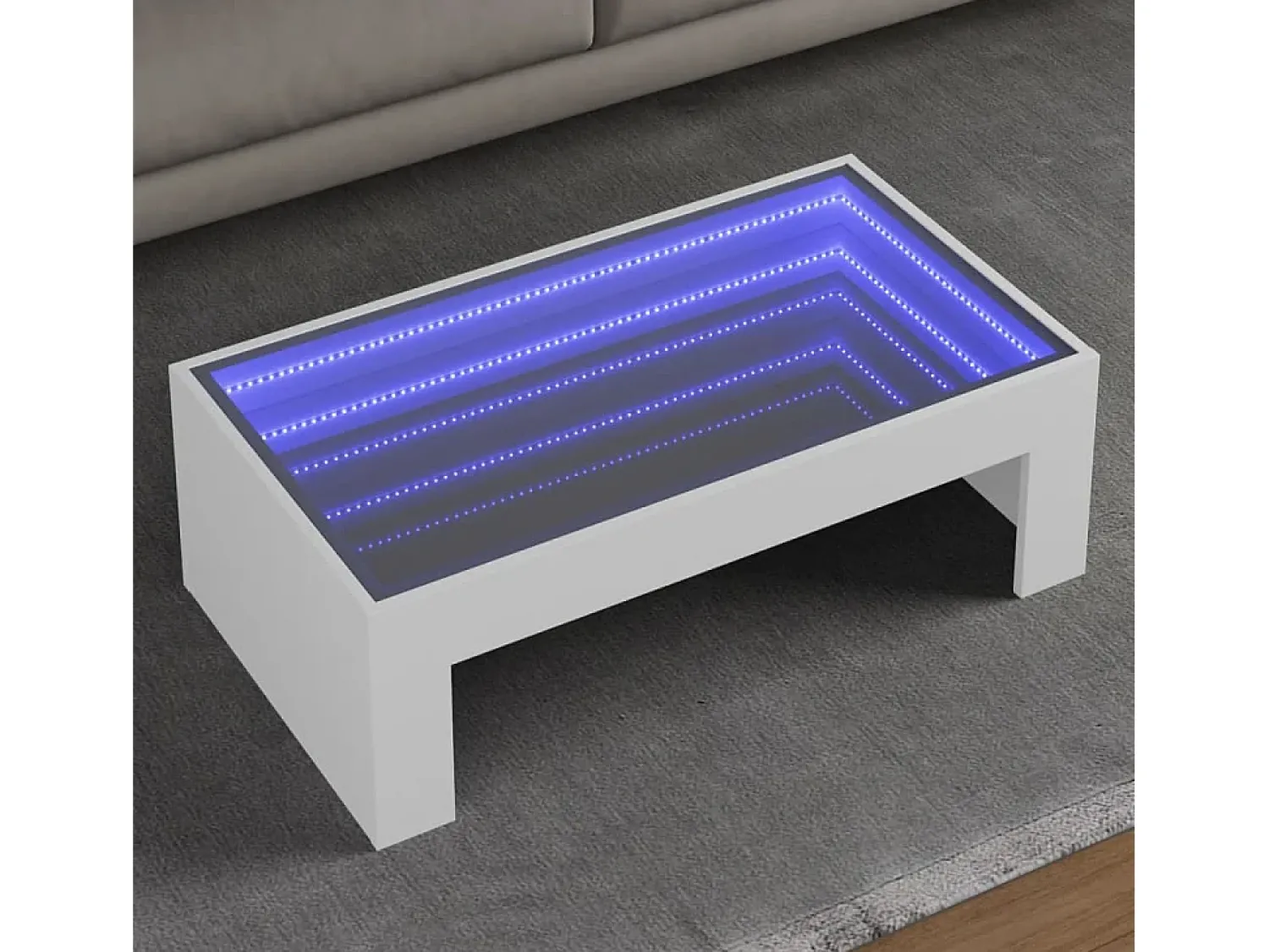 Mesa De Centro* Mesa de centro | Mesa de apoio com luzes LED Infinity 90x50x30 cm Branco