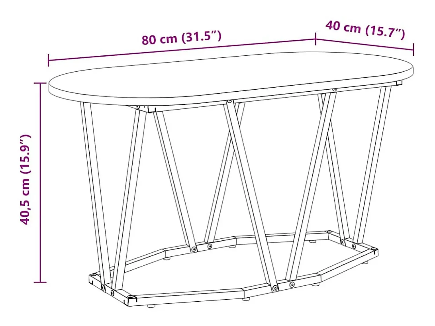 Mesa de centro | Mesa de apoio Carvalho Defumado 80x40x40.5 cm^ Mesa De Centro