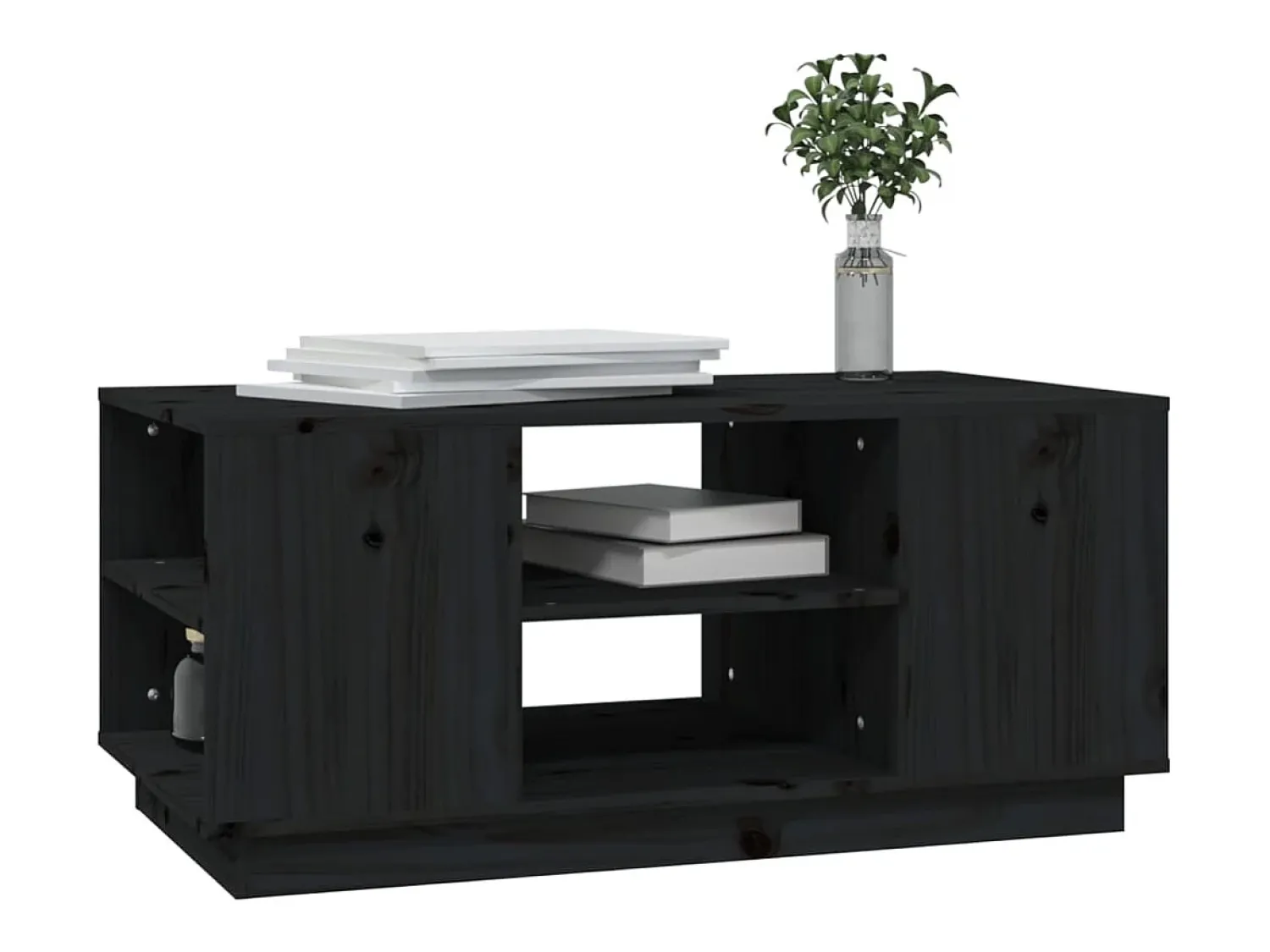 Mesa De Centro| Mesa de centro | Mesa de apoio 90x49x40.5 cm madeira de pinho maciça Preto