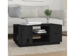 Mesa De Centro| Mesa de centro | Mesa de apoio 90x49x40.5 cm madeira de pinho maciça Preto