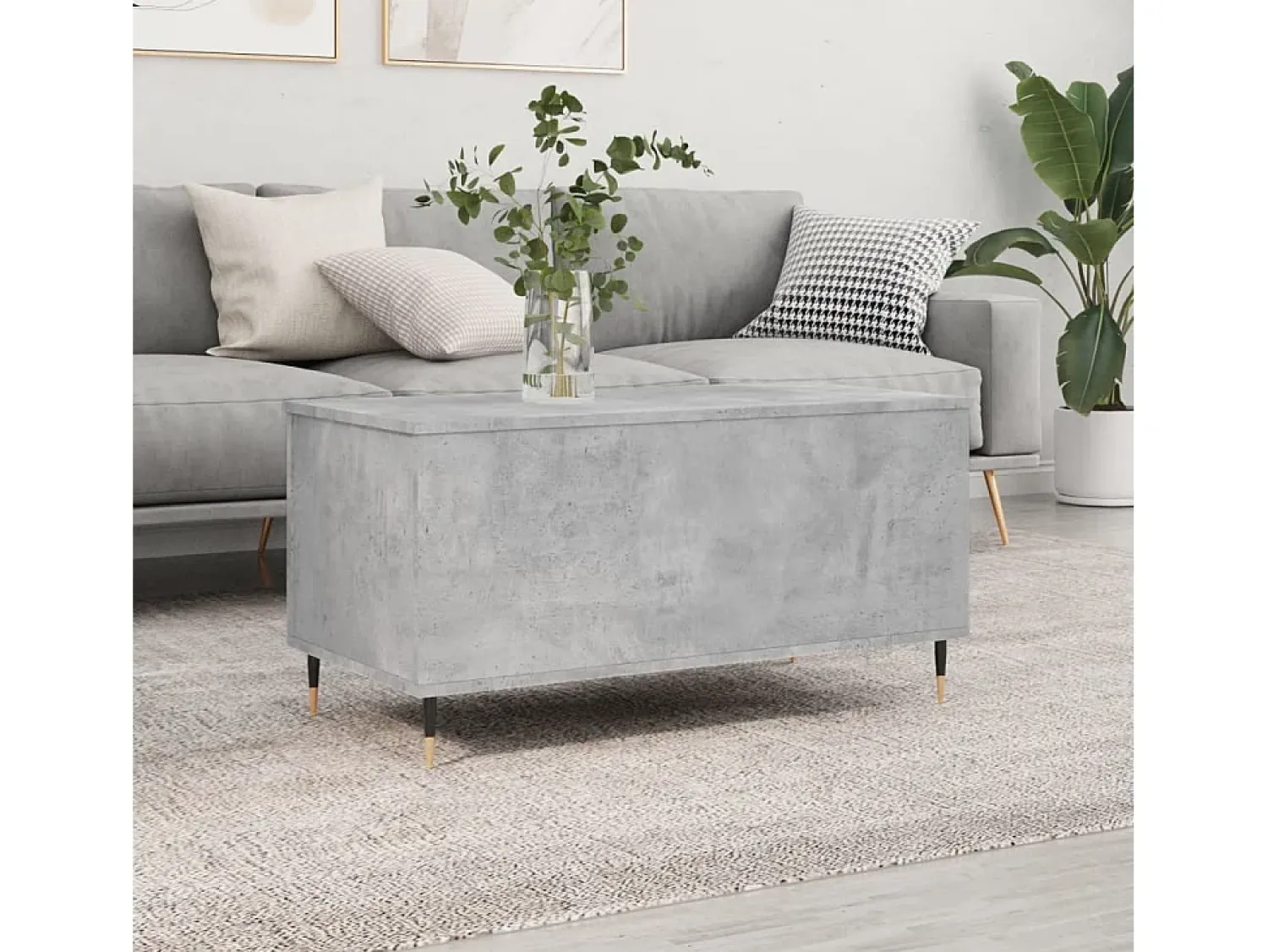 Mesa De Centro* Mesa de centro | Mesa de apoio 90x44.5x45 derivados de madeira cimento Cinzento