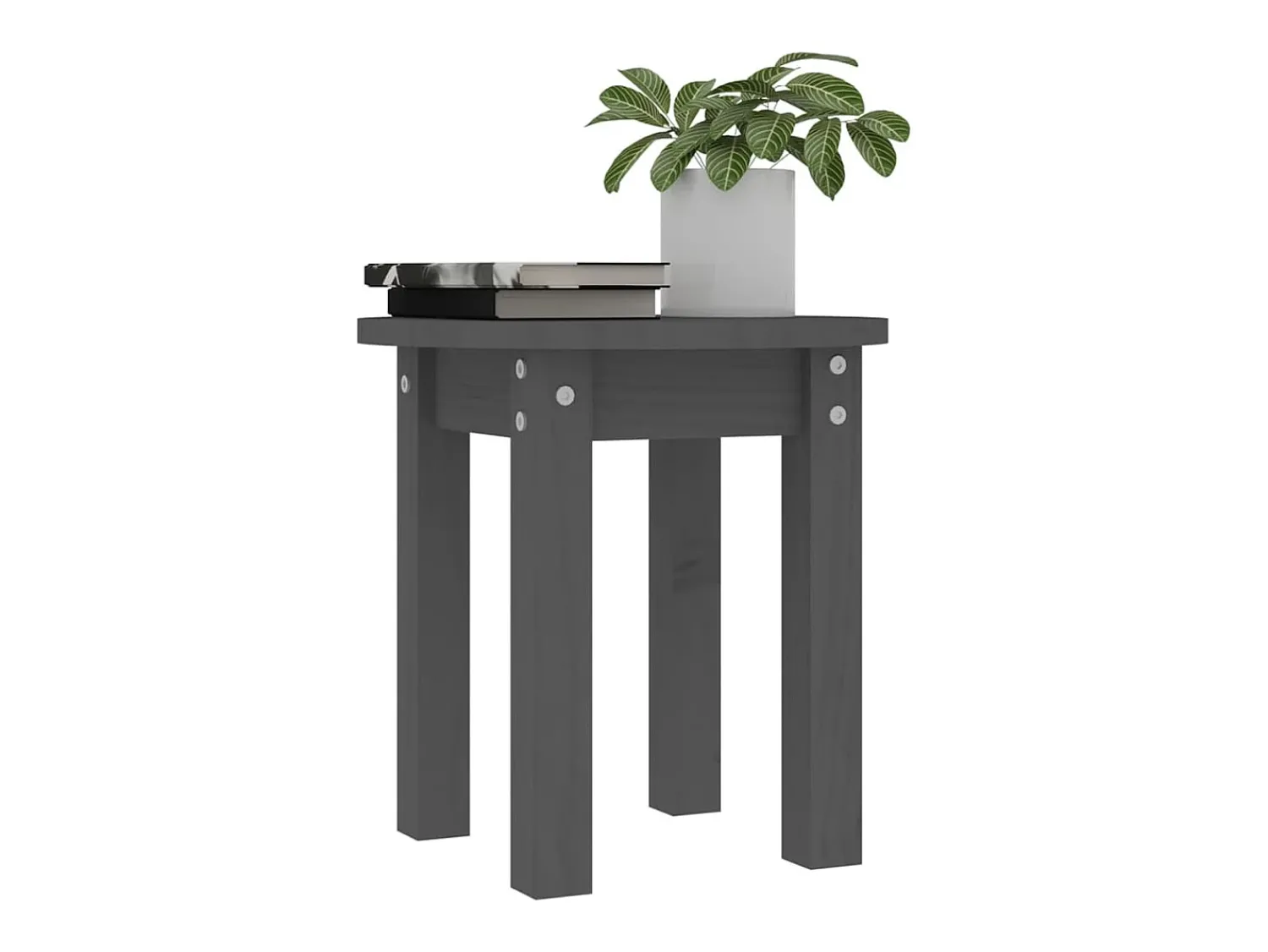 Mesa De Centro| Mesa de centro | Mesa de apoio Ø 35x35 cm madeira de pinho maciça Cinzento