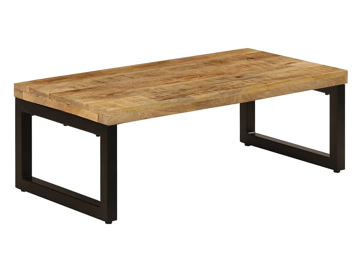 New Mesa de centro | Mesa de apoio | Mesa de café 100x50x35 cm madeira de mangueira maciça e aço Castanho