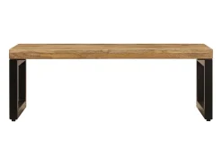 New Mesa de centro | Mesa de apoio | Mesa de café 100x50x35 cm madeira de mangueira maciça e aço Castanho