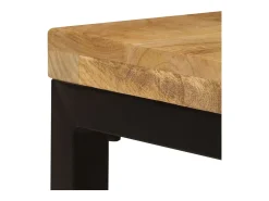 New Mesa de centro | Mesa de apoio | Mesa de café 100x50x35 cm madeira de mangueira maciça e aço Castanho