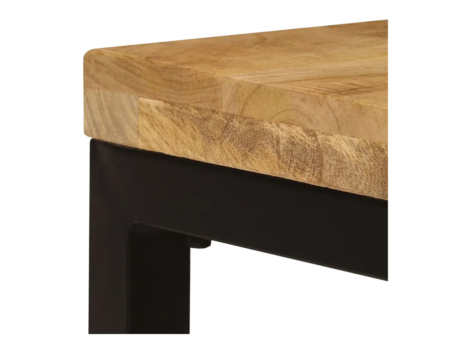 New Mesa de centro | Mesa de apoio | Mesa de café 100x50x35 cm madeira de mangueira maciça e aço Castanho